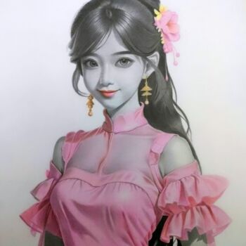 Dessin intitulée "Barbei Girl" par Mayur Sharma Art, Œuvre d'art originale, Crayon