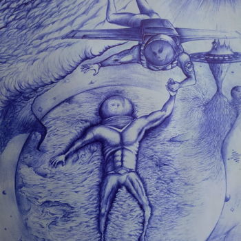 Drawing titled "Спасение" by Igor Mazaletskiy, Original Artwork, Ballpoint pen