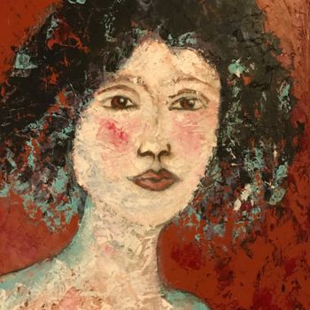 Pintura intitulada "Jeune fille rêveuse" por Nelly Mazaltarim, Obras de arte originais, Acrílico
