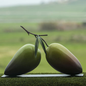 Sculpture titled "Duo d'Olives" by Mazel-Jalix, Original Artwork, Bronze