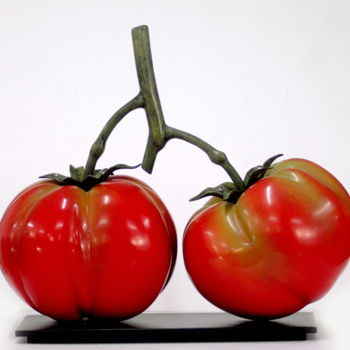 Sculpture intitulée "Duo de tomates" par Mazel-Jalix, Œuvre d'art originale, Bronze