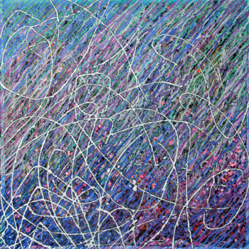 Peinture intitulée "Herbes bleues" par Marie-Laure Maze, Œuvre d'art originale, Acrylique