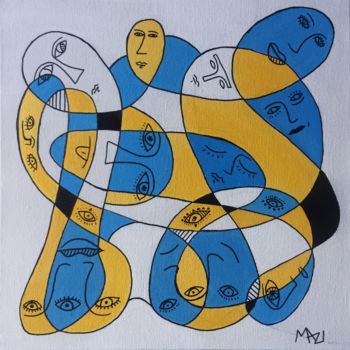 Peinture intitulée "connections" par Mazi, Œuvre d'art originale, Acrylique