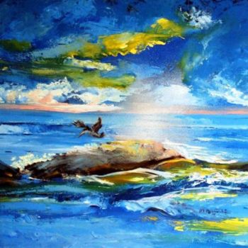 Peinture intitulée "La Baleine  bleue" par Anne Marie Mazzocchi, Œuvre d'art originale
