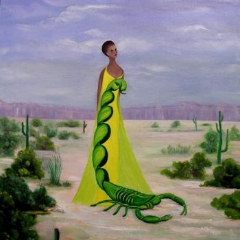 Malerei mit dem Titel "Scorpion / Scorpio" von Marie Baudry (Marylene), Original-Kunstwerk, Öl