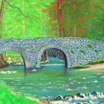 Pittura intitolato "Pont St Lambert - V…" da Marie Baudry (Marylene), Opera d'arte originale