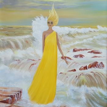 Painting titled "Eau Vive" by Marie Baudry (Marylene), Original Artwork, Oil