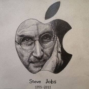 Drawing titled "Steve Jobs" by Mbag Art Margherita Bobini Andrea Gritti, Original Artwork, Pencil