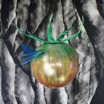 Painting titled "dragonfly tomato" by Mbag Art Margherita Bobini Andrea Gritti, Original Artwork, Acrylic