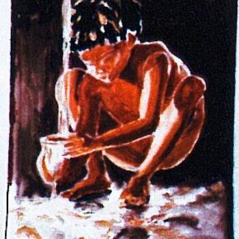 Painting titled "Petit Indien à la f…" by Martine Berthou, Original Artwork