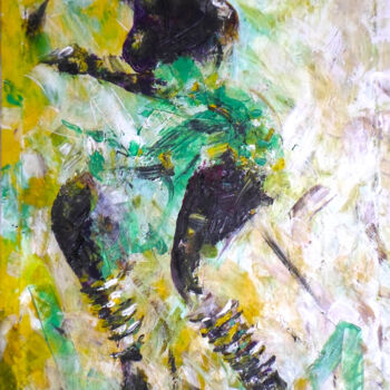 Peinture intitulée "The Heat" par Mbongeni, Œuvre d'art originale, Acrylique