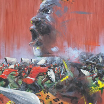 Schilderij getiteld "Anglo-Zulu War" door Mbongeni, Origineel Kunstwerk, Acryl