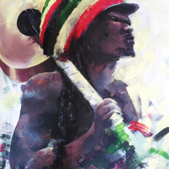 Peinture intitulée "Rastafarian" par Mbongeni, Œuvre d'art originale, Acrylique