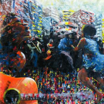 Schilderij getiteld "Music and Dance I" door Mbongeni, Origineel Kunstwerk, Acryl