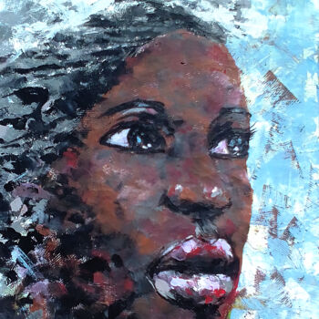Schilderij getiteld "African Woman IV" door Mbongeni, Origineel Kunstwerk, Acryl