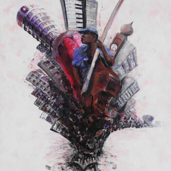 Malerei mit dem Titel "A Musical Journey" von Mbongeni, Original-Kunstwerk, Acryl