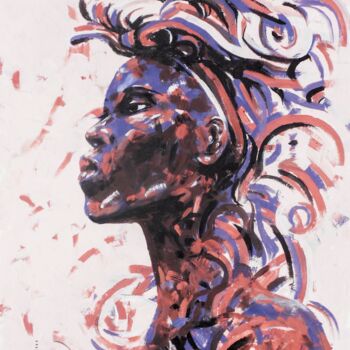 Peinture intitulée "Headdress imaginati…" par Mbongeni, Œuvre d'art originale, Huile