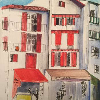 "Rue à Saint-Jean-de…" başlıklı Tablo Mc Toulouse tarafından, Orijinal sanat, Mürekkep