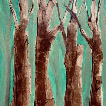 Painting titled "Arbres stèles" by Mc Toulouse, Original Artwork, Acrylic
