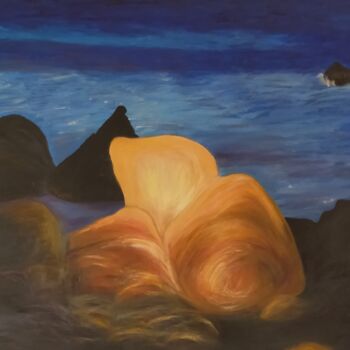 Painting titled "Soirée bord de mer" by Marie Christine Laurent, Original Artwork, Oil