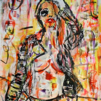 Painting titled "sexy in colors art" by Michel Capra, Original Artwork, Acrylic Mounted on Wood Panel