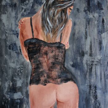 Painting titled "Nue nude nacked fem…" by Michel Capra, Original Artwork, Oil Mounted on Wood Panel