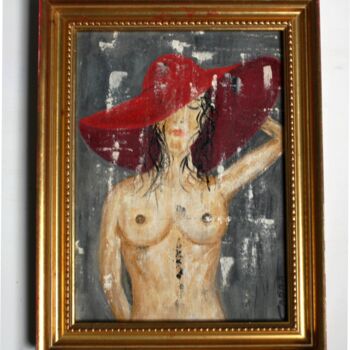 Nu nude nacked girl woman femme au chapeau rouge
