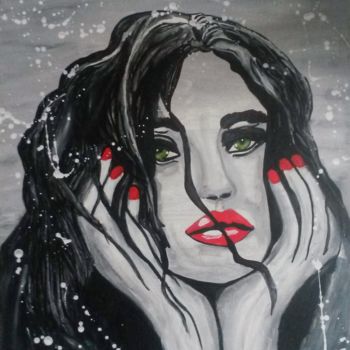 Painting titled "NINA - La tête dans…" by Mcerea, Original Artwork, Acrylic