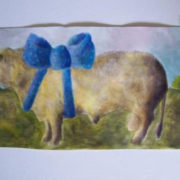 Painting titled "Doudou, peluche cha…" by Christine Fric, Original Artwork, Oil