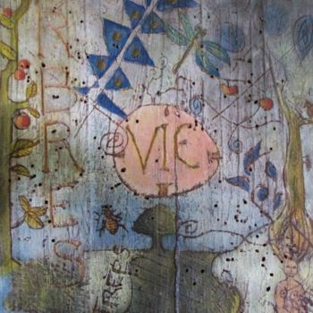Картина под названием "Arbre de vie" - Christine Fric, Подлинное произведение искусства, Масло