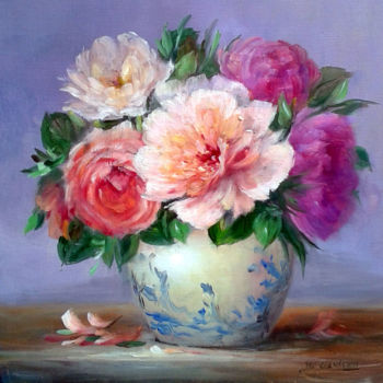 Pintura intitulada "Un joli bouquet de…" por Chrispaint-Flowers, Obras de arte originais