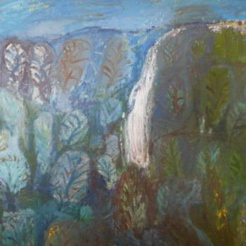 Painting titled "LA CASCADE" by Mchartrie, Original Artwork, Oil Mounted on Wood Stretcher frame