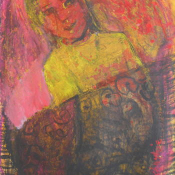 Painting titled "L 'ENFANT MALADE" by Mchartrie, Original Artwork, Acrylic Mounted on Cardboard