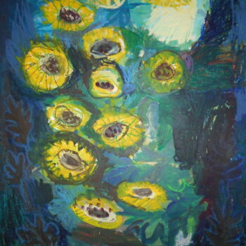 Painting titled "TOURNESOLS" by Mchartrie, Original Artwork, Acrylic Mounted on Cardboard