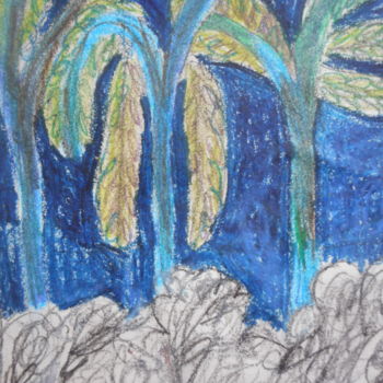 Pintura intitulada "LES PALMIERS" por Mchartrie, Obras de arte originais, Pastel