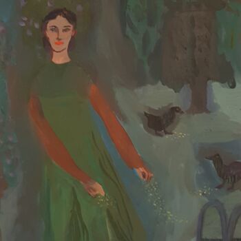 Картина под названием "JANE ET LES CANARDS" - Mchartrie, Подлинное произведение искусства, Гуашь
