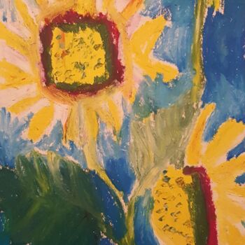 Painting titled "LES TOURNESOLS" by Mchartrie, Original Artwork, Pastel