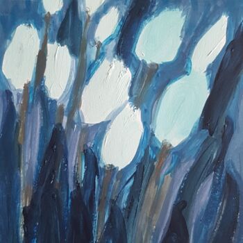 Pintura titulada "les tulipes blanches" por Mchartrie, Obra de arte original, Acrílico