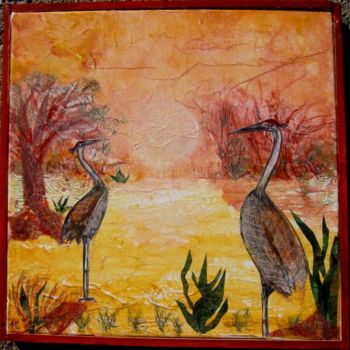 Peinture intitulée "Herons" par Agnes Mclaughlin, Œuvre d'art originale