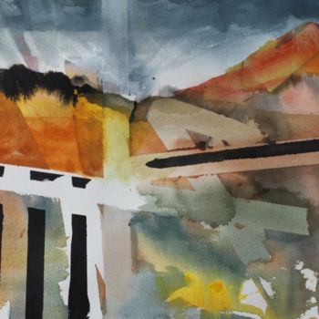 Painting titled "semi-abstract-lands…" by Agnes Mclaughlin, Original Artwork, Watercolor
