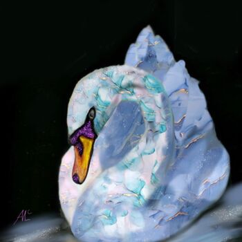 Digitale Kunst mit dem Titel "Swan" von Agnes Mclaughlin, Original-Kunstwerk, Digitale Malerei