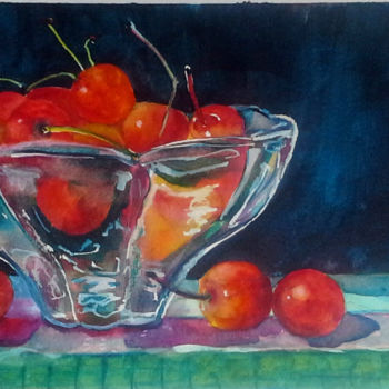 「Cherries in crystal…」というタイトルの絵画 Agnes Mclaughlinによって, オリジナルのアートワーク, 水彩画