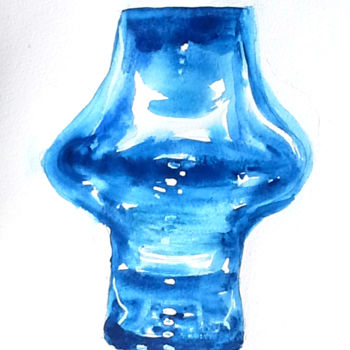 Pittura intitolato "transparent blue la…" da Agnes Mclaughlin, Opera d'arte originale, Acquarello