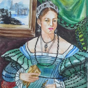 Pittura intitolato "queen-20x28cm.jpg" da Agnes Mclaughlin, Opera d'arte originale