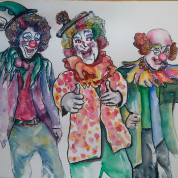 Peinture intitulée "3-clowns.jpg" par Agnes Mclaughlin, Œuvre d'art originale