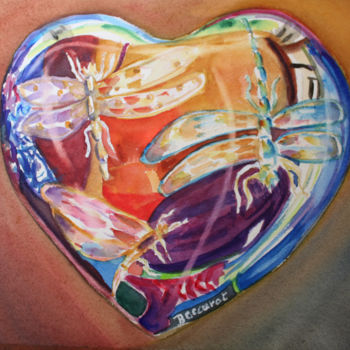 Schilderij getiteld "Heart" door Agnes Mclaughlin, Origineel Kunstwerk, Aquarel