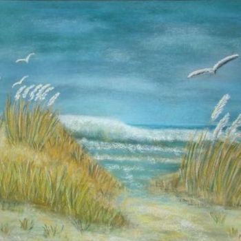 Drawing titled "Bord de mer" by Martine Cart-Lamy, Original Artwork