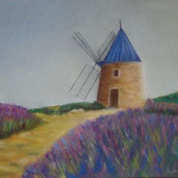 Painting titled "moulin" by Martine Cart-Lamy, Original Artwork