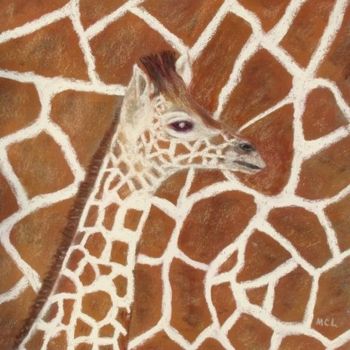Painting titled "la girafe" by Martine Cart-Lamy, Original Artwork