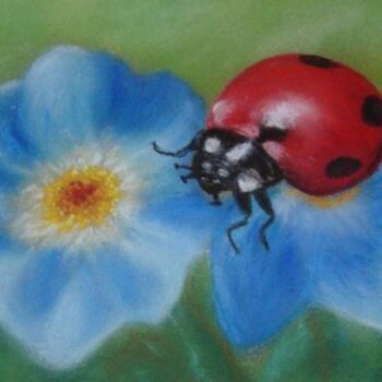 Painting titled "coccinelle" by Martine Cart-Lamy, Original Artwork